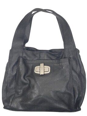 B. Makowsky Y2K Black Hobo Shoulder Bag buttery soft pebbled leather Turn Lock